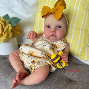 20inch Reborn Baby Doll with 3D-paint Light Beige and Visible Veins (Vinyl Limbs Cloth Body) Art Toy Girl Kid 50cm Bebe Children Birthday Gift, Doll, Reborn Doll Accessories, Pretend Play, Children's Gift, Lifelike Features, Detailed Painting