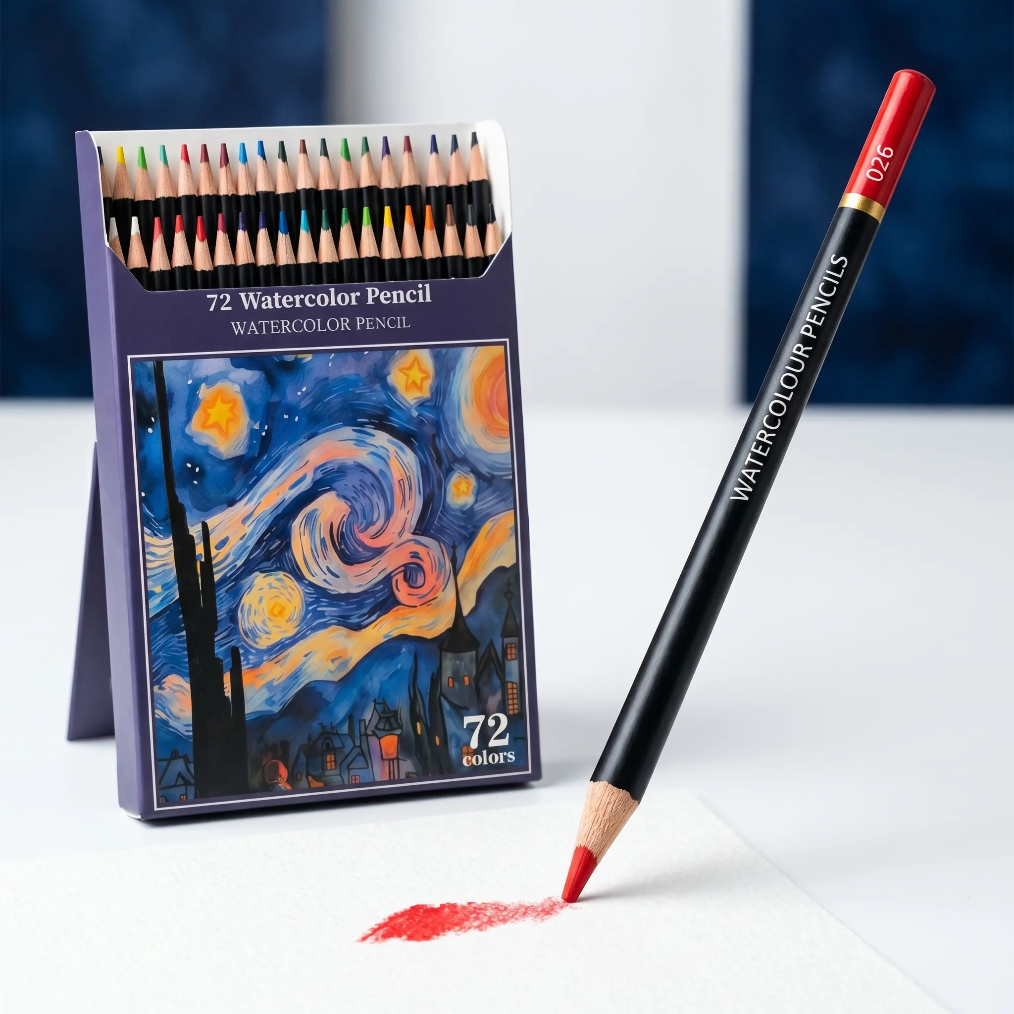 Professional Watercolor Pencils with Brush - 72 Colors - Beautiful Blending Effects with Wet or Dry - Ideal for Coloring Book - Water Soluble Pencils for Adults