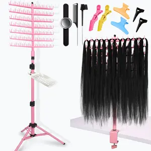 Height Adjustable Braiding Hair Rack 168 pegs, Dual-use Braid rack with Clamp ()