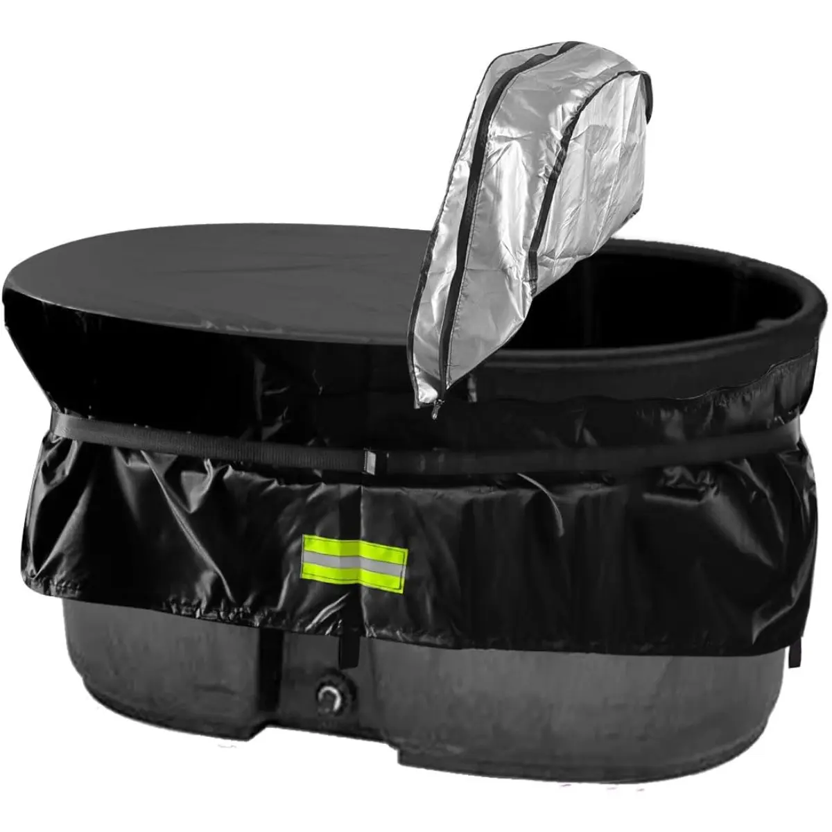 100 Gal Waterproof Stock Tank Cover with Zipper, Rectangular, Insulated for Outdoor Polar Protection, Suitable for Cold Plunge, Oval Ice Bath Tub, Horse Livestock Water Trough