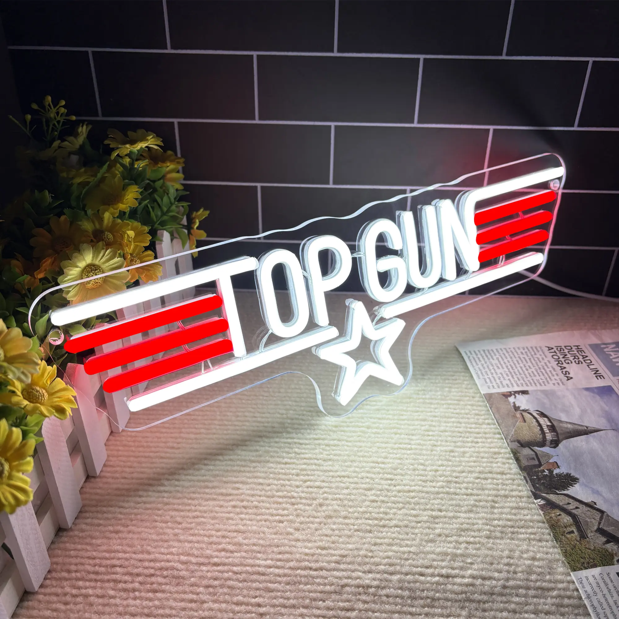 Top Gun Fighter Glowing Sign Neon,LED Neon Sign Cinematic Pilot Theme, Perfect Gift for Aviation Enthusiasts, USB Powered, for Cinemas, Bars, Parties, Man Cave, Decorative Neon Sign, Neon Light Sign, Led Neon Lights, Led Decoration