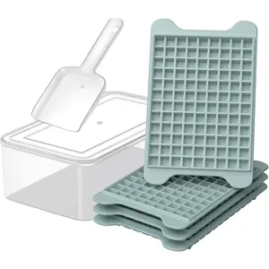 Mini  Tray for Freezer:  Nugget  Tray with Bin - Crushed Ice Tray Making 4108 count Icecube - Easy Release Iced Maker Trays
