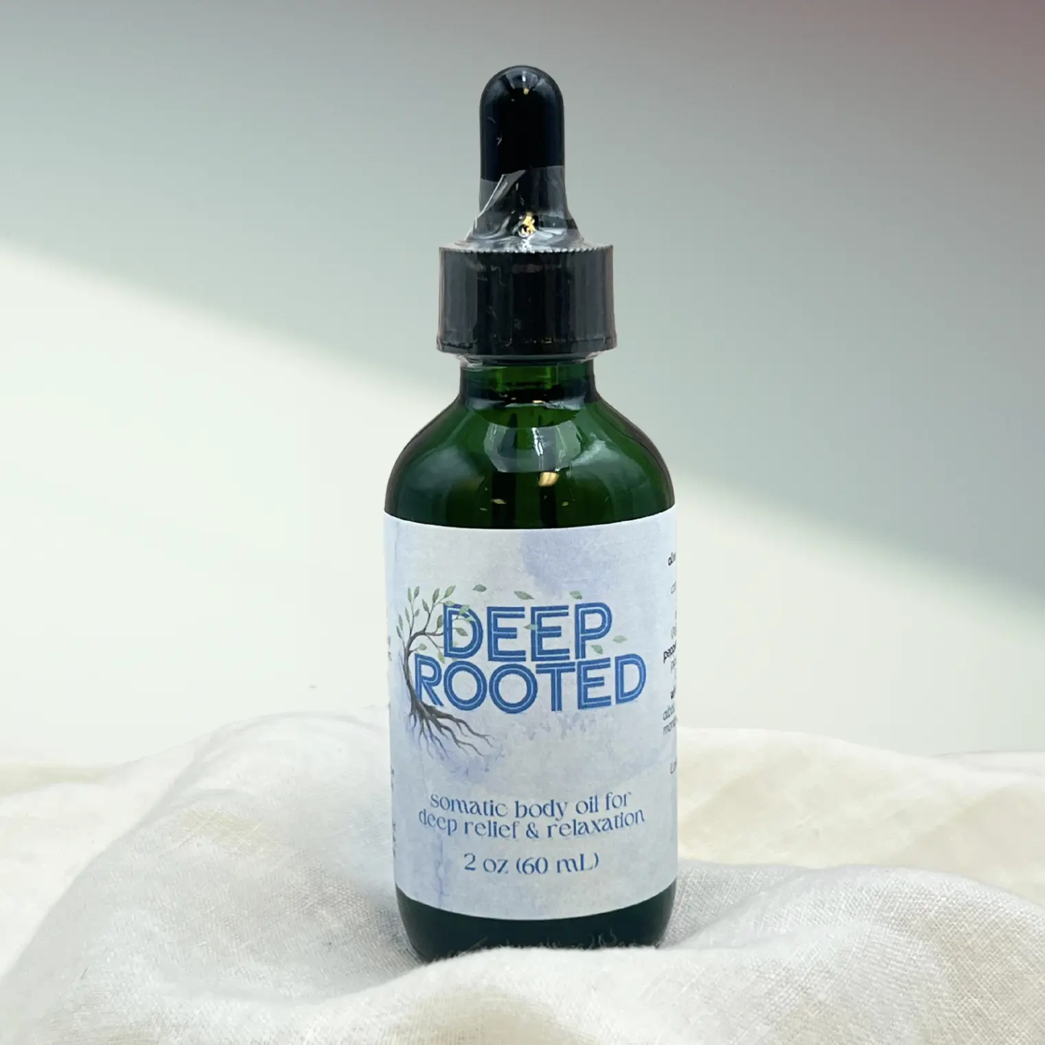Deep Rooted: Botanical Body Oil for Muscle Relief, Joint Mobility, Tissue Recovery, Easing Tension, & Somatic Self Care - 2 oz Glass Dropper Bottle - with Arnica, White Willow, Lavender, Chamomile, Peppermint, Frankincense