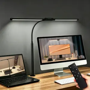 Adjustable LED Desk Lamp with Remote Control for Home Office and Study Room，Eye Caring Architect lamp with Clamp,Dual Screen Computer Monitor Work Smart Light: 24W 5 Color Flexible Adjustable Lighting Table Lamp