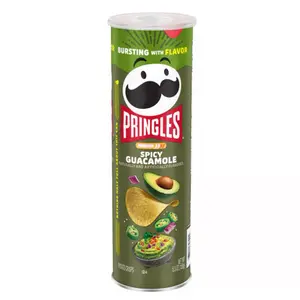 Pringles Spicy Guacamole Flavor Chips 1 Can 5.5 oz Bursting with Flavor Naturally and Artificially Flavored