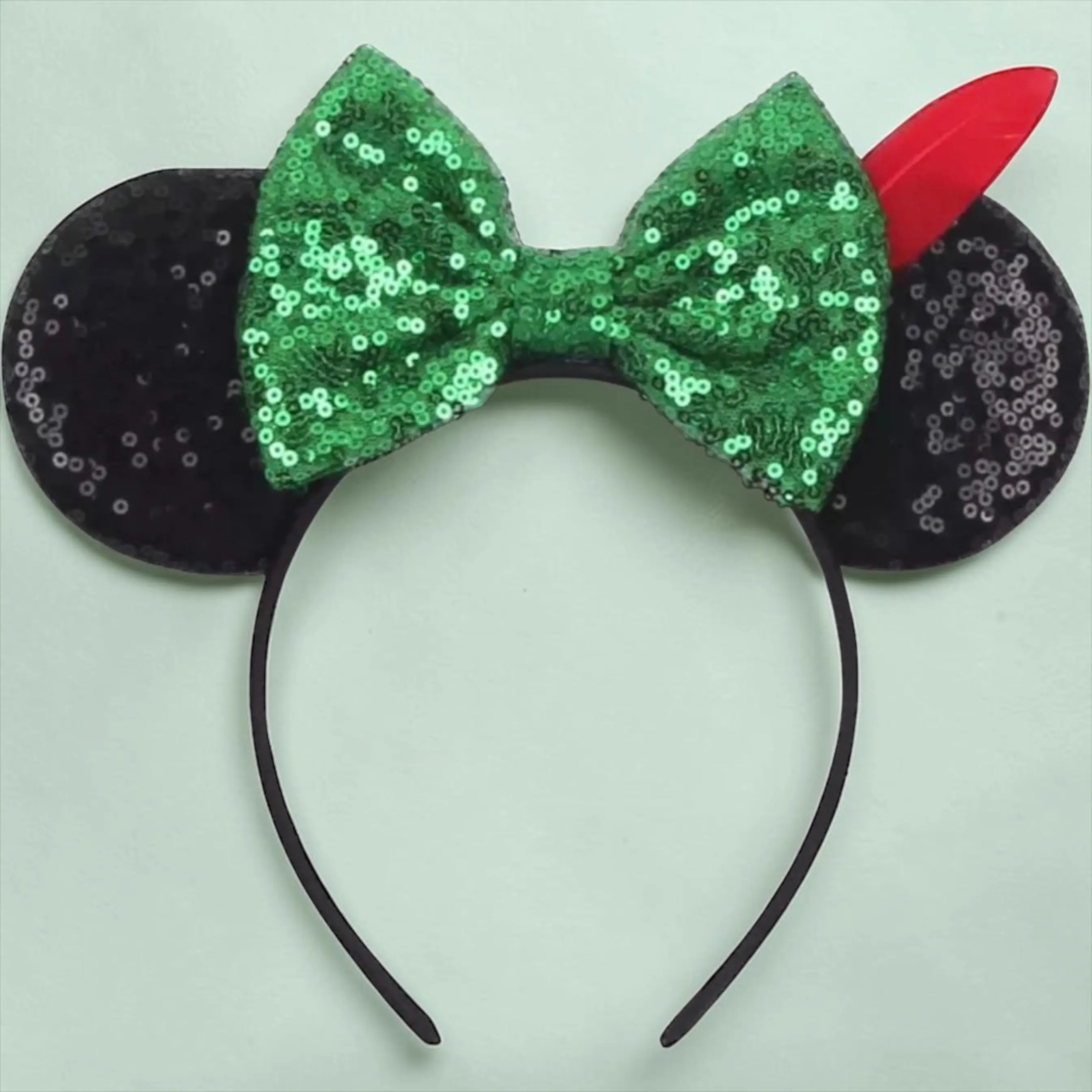 Green Peter Pan Inspired Mouse Ears - Sequin Headband,