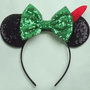 Green Peter Pan Inspired Mouse Ears - Sequin Headband,