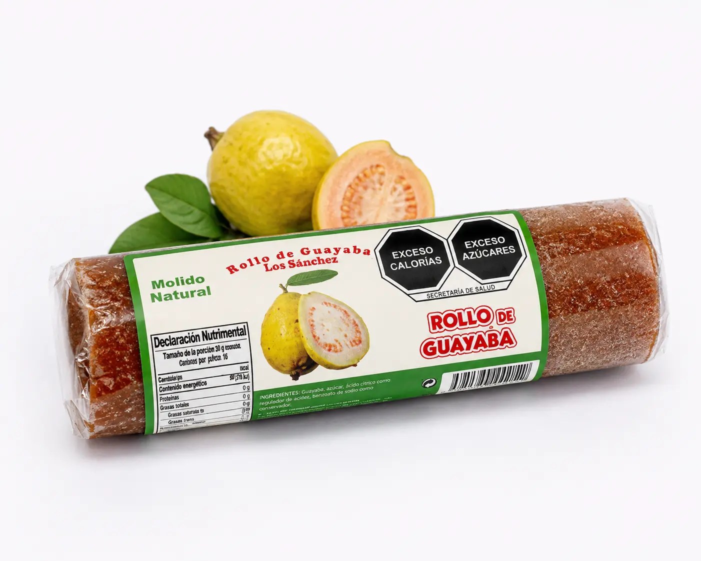 Los Sánchez Natural Guava Paste Roll (Rollo de Guayaba Molido Natural) - Traditional Mexican Guava Candy Roll 500g