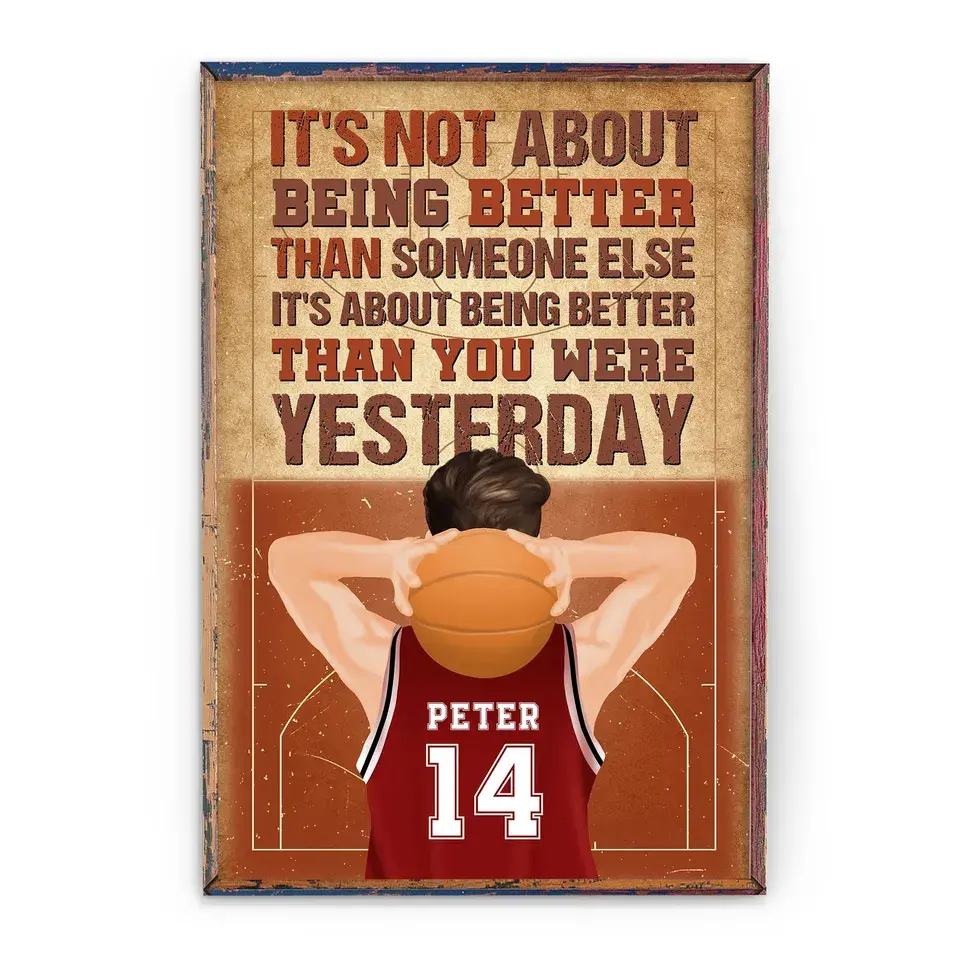 Basketball Inspiration - Personalized Name Poster - Custom name and Number Celebration Gift For Basketball Lover Aesthetic Wall Art Bedroom Decor
