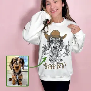 Custom Western Dog Shirt | Personalized Pet Portrait T-Shirt or Sweatshirt | DTG Printed
