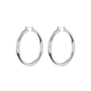Luv Aj Amalfi Tube Hoop Earrings in Polished Rhodium Plated