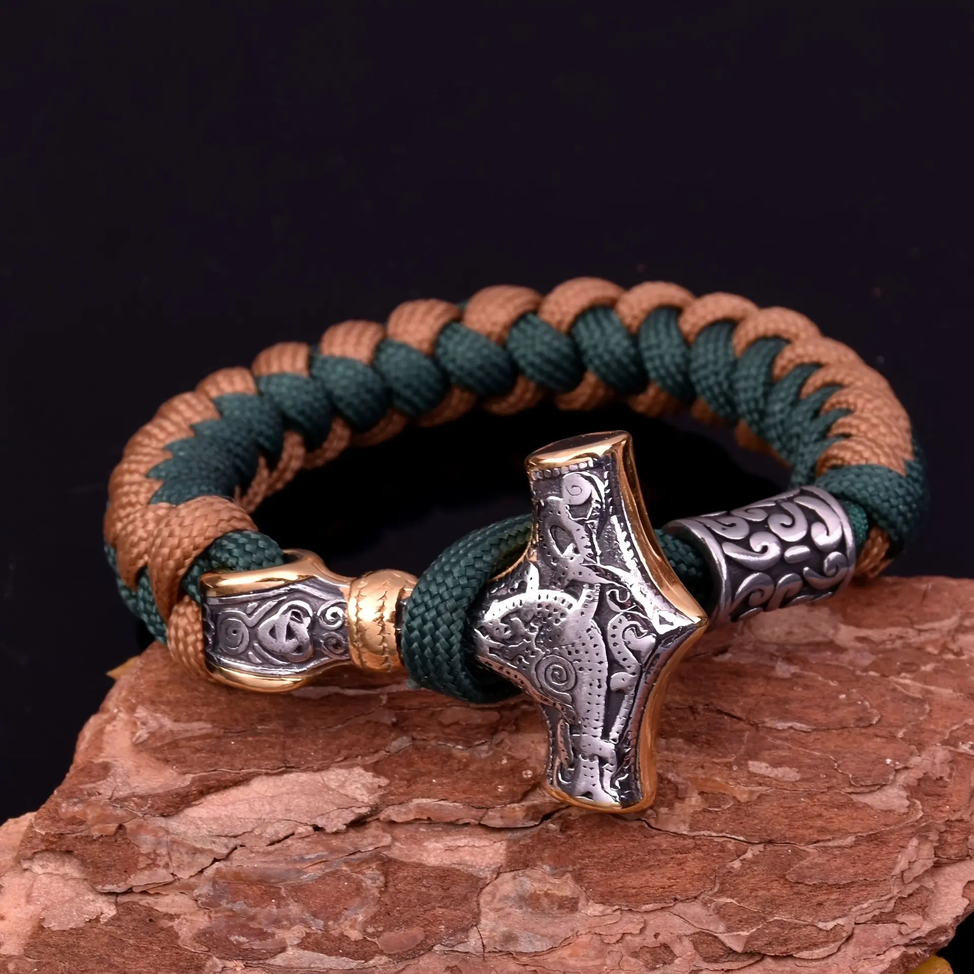 Stainless Steel Hammer Motif Viking Thor's Bangle - Casual Daily Fashion Costume Jewelry Accessory