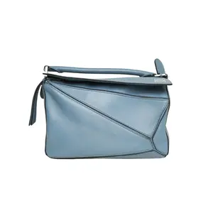 Pre-owned Loewe 【Alea】Puzzle 24 Geometric Bag Small Size Blue Leather C【part :100$ all:1299$】