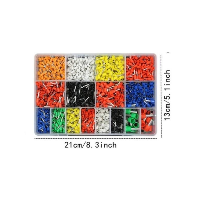2120pcs Tubular Wire Terminals Assortment Kit - Insulated Crimp Terminals Set with VE-Type Connector Blocks Durable Reliable Connectors for Efficient Electrical Wiring and Connections