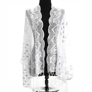Peacock Sequin Chiffon Mesh See-Through Shawl Scarf Cover-Up Wrap