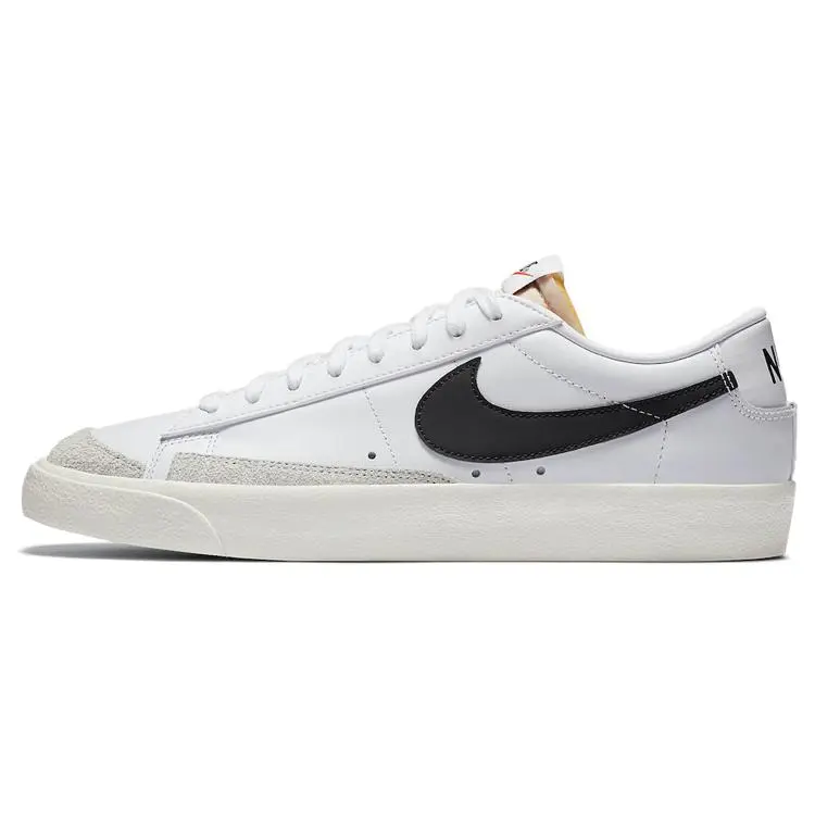 Nike Men's Classic Leather Blazer Low '77 Vintage Sports Sneaker - White Black, Round Toe, Solid, Runs Large, Casual Wear, Retro Look, US Men's 7-13 Sizes