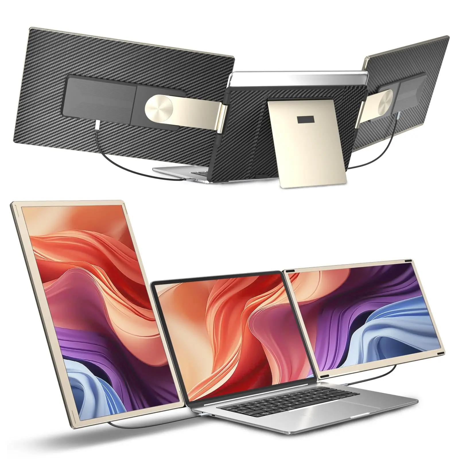 Siaviala Laptop Screen Extender,15.6" Portable Monitor, FHD 1080P Ultra-Slim Travel Monitor with Speakers, Triple Display Extension, Compatible with 13-17.3" Laptops computer accessory