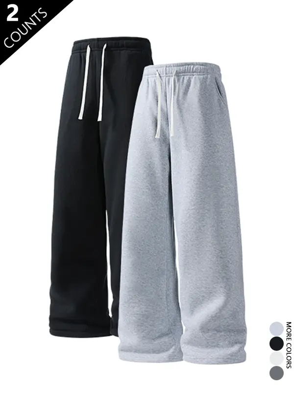 summervibes2-pack men’s casual loungewear pants — trendy athletic long pants with drawstring, suitable for spring, summer, autumn, and all seasons; ideal for everyday streetwear and casual gatherings.