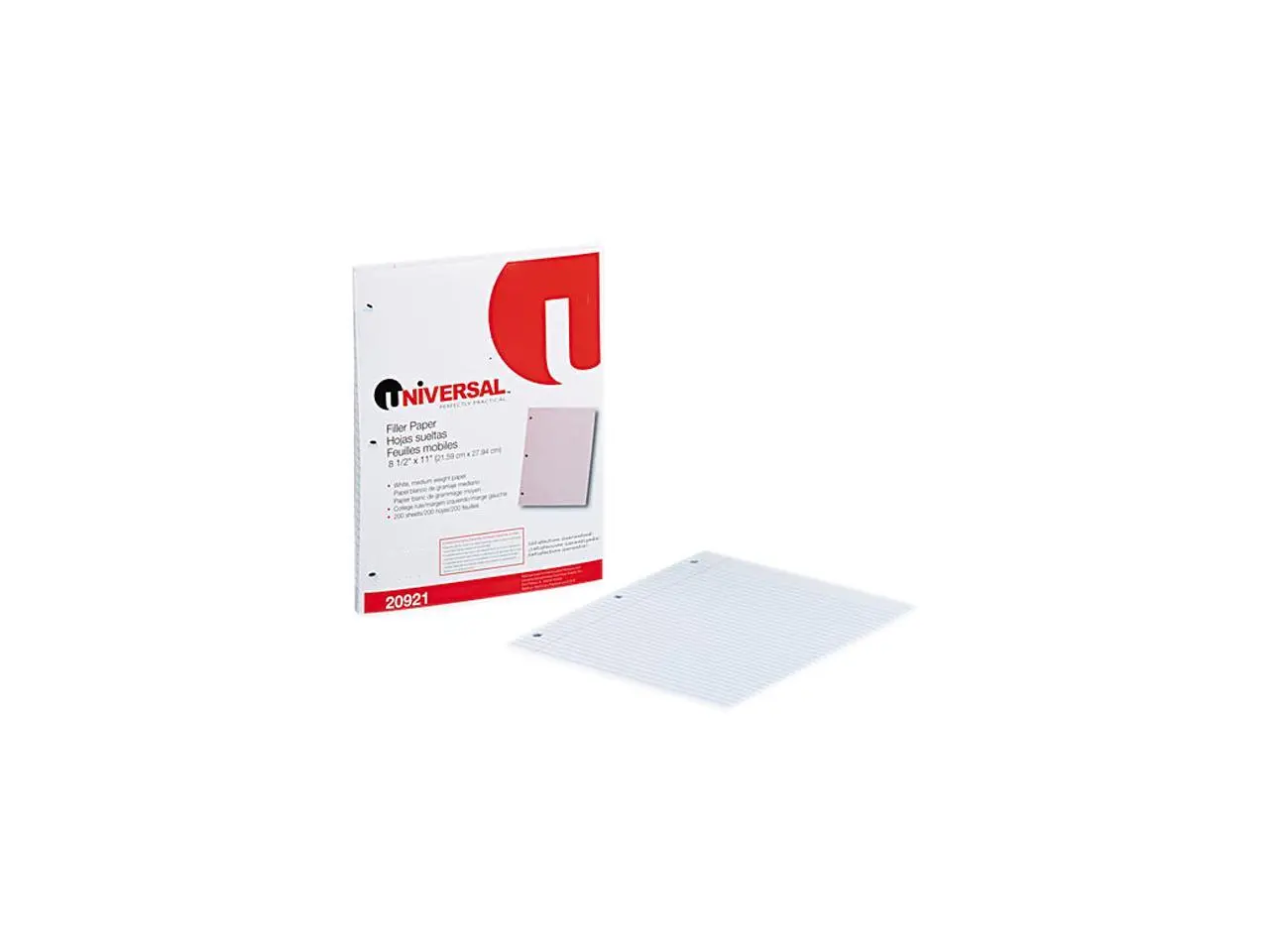 Mediumweight 16-Lb. Filler Paper, 11 X 8-1/2, College Ruled, White, 20 Mediumweight 16-Lb. Filler Paper, 11 X 8-1/2, College Ruled, White, 20