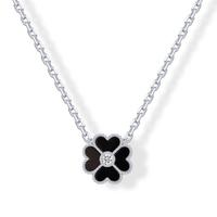 Black Onyx Flower - White Gold