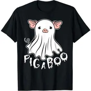 Ghost Pig Costume Pig A Boo Farmer Animal Halloween Costume T-Shirt