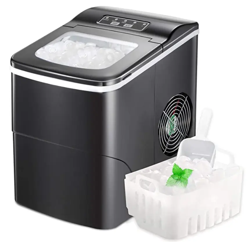 COWSAR Portable Ice Maker Countertop,26lbs Bullet Ice Cube in 24H,9 Cubes Ready in 6-8 Minutes,Portable Ice Maker with Ice Scoop Basket for Home/Offic