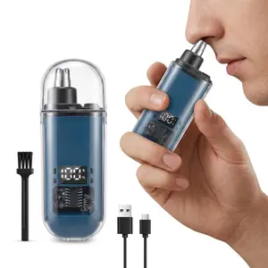 EMPTAN Electric Nose Hair Trimmer for Men Women Rechargeable with LED Display Painless Dual Edge Blades Clipper Eyebrow Facial Hair Shaver IPX7 Waterproof Compact Portable Safe Trimming