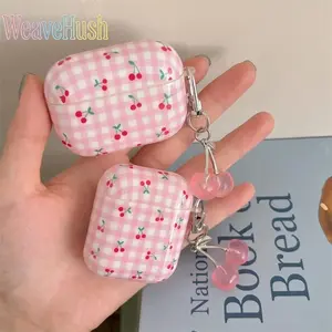 2026 New Cute Cherry Pattern Earphone Case with Lovely Cherry Pendant, Soft Protective Cover for Wireless Earbuds, Stylish Fruit Design Earphone Accessory, Perfectly Compatible with AirPods Series, Lightweight Anti-Drop Skin for Daily Carrying & Sweet Gif