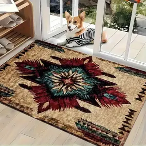 Southwestern Geometric Indoor Welcome Mat Cozy Easy Clean Decorative Non Slip Floor Rug for Living Room Bedroom Entryway Holiday Home Decor
