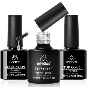 Matte Top Coat Nail Top Coat & Base Set, 3Pcs Matte & Shiny Top Coat Nail and Base Coat, No Wipe Long Lasting High Gloss and Matte Effects Soak off Uv DIY at Home