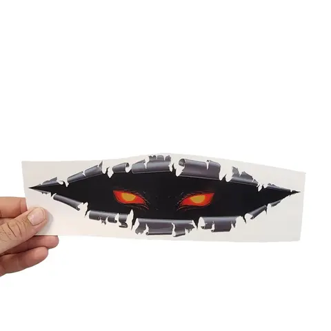 Peeking monster decal sticker with reflective eyes vinyl graphics for cars trucks walls boats RVs and more