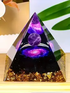 1pc Relieve Stress and Attract Wealth with Our Homeopathic Amethyst Crystal Ball Pyramid, Raw Stone Stone Home Decoration, Crystal Ornaments, Intuitively Chosen Crystals