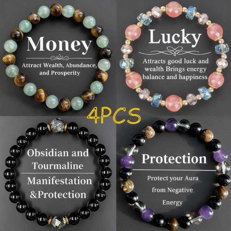 Crystal Beaded Bracelets for Women and Men - Tiger Eye, Obsidian, Black Tourmaline Jewelry for Banquet Party - Money Attraction, Good Luck, Protection Bracelet Encouragement Gift for Her Elastic Band couple bracelet artificial bracelet Daily Wear Crystal Beaded Bracelets for Women and Men - Tiger Eye, Obsidian, Black Tourmaline Jewelry for Banquet Party - Money Attraction, Good Luck, Protection Bracelet Encouragement Gift for Her Elastic Band couple bracelet artificial bracelet Daily Wear