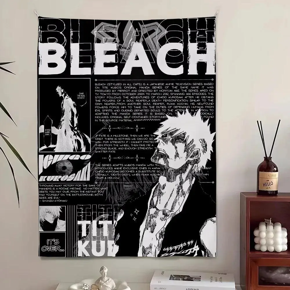 Bleach Anime Manga Tapestry Single Sided Print Art Wall Hanging For Bedroom Living Room Dorm Fan Cave Decor Dark Edgy Vibe Gift