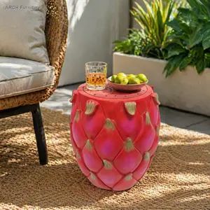 ARCH 13.4" Oversized Resin Dragon Fruit Stool, Multi-Purpose Side Table & Plant Stand, Decorative Furniture for Home, Garden, Patio, Indoor & Outdoor Use