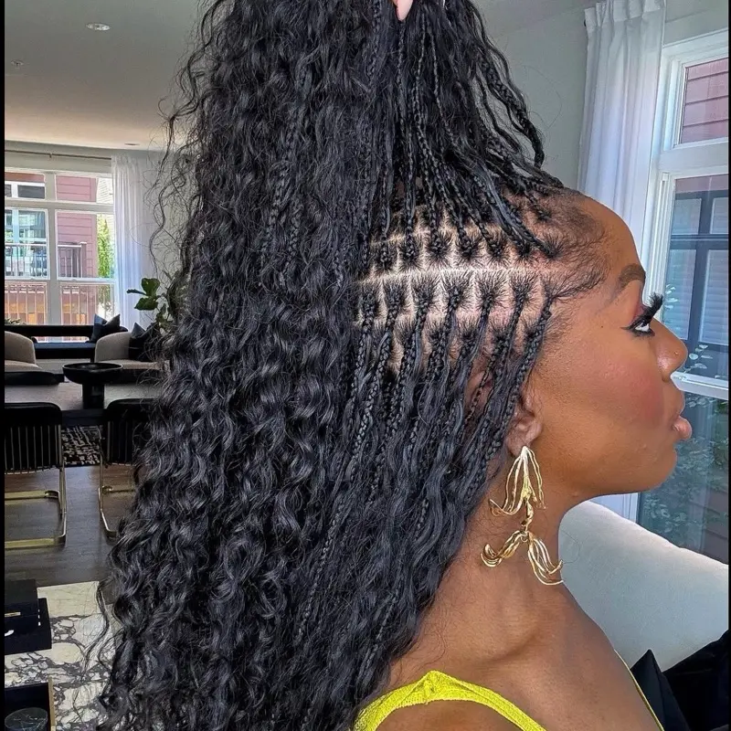 100% Human Hair Water Wave Bulk Extensions - Natural, Texturizing for Boho Knotless Hair Braids
