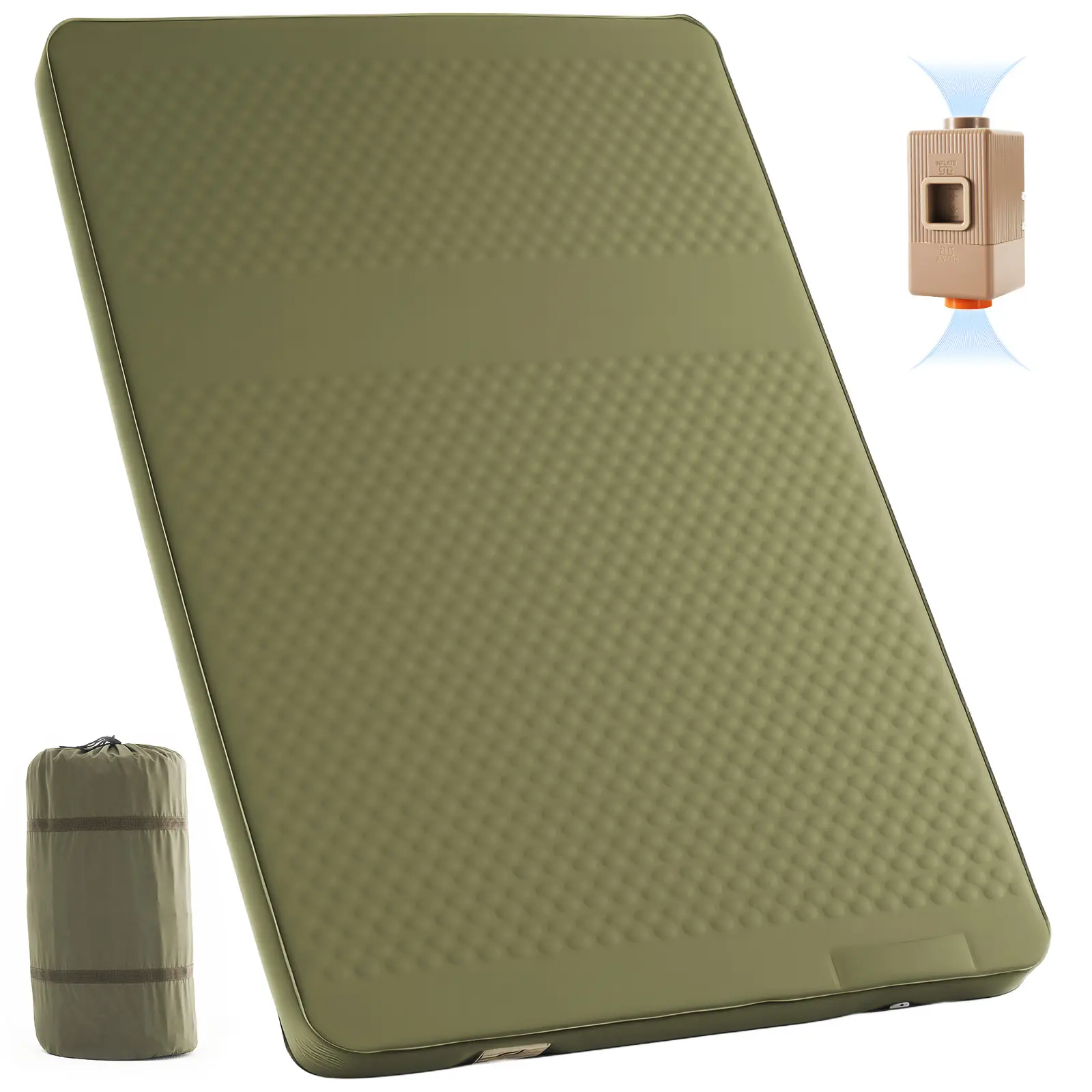 Docred Thick Self Inflating Sleeping Pad with Electric Pump, Memory Foam Camping Mattress Pad, 9.5 R-Value Insulated Sleeping Mat，4-Season Camping Pad for Travel, Car, Tent, Cot,summerwins,father'sdaygifts,campingessentials,campinggear