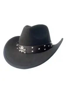 Vintage Western Cowboy Hat Skull Cap Unisex Outdoor Sun Protection Windproof, Casual Style All Seasons, Plain Pattern