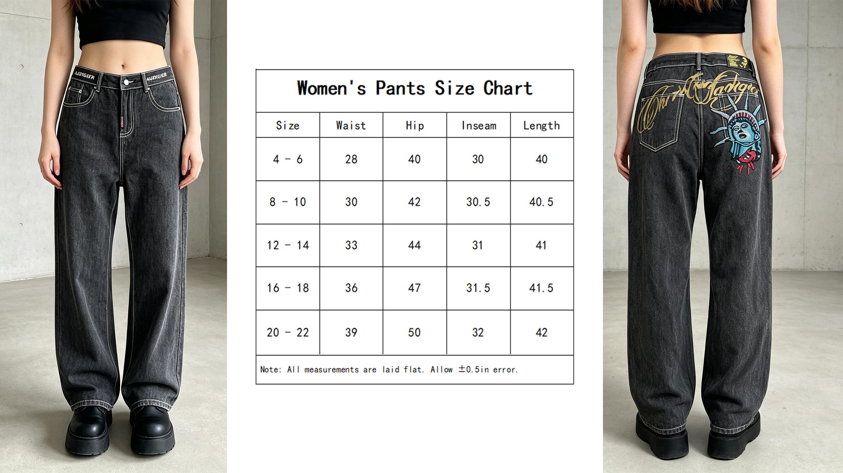 Women's Wide Leg Jeans Y2K Letters Embroidery Stitch Jeans Casual Everyday Street Style