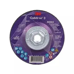 3M  4.5 x 0.25 x 0.62 in.-11 3 Depressed Center Grinding Wheel, Abrasive Cutting Tool, Faster Work