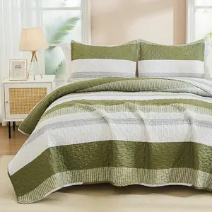 California King Quilt - Olive Lightweight Quilt Cal King - Olive Green Bedspread California King Size - Coverlet for Seasons (Includes 1 Quilt, 2 Pillow Shams)