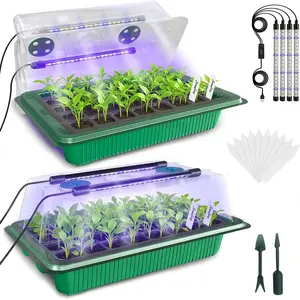 2 Pack Tall Seed Starter Trays - 80 Cells, 4 LED Grow Lights, Smart Timer with 3 Modes, Indoor Greenhouse Germination Kit for Home Gardeners Plants