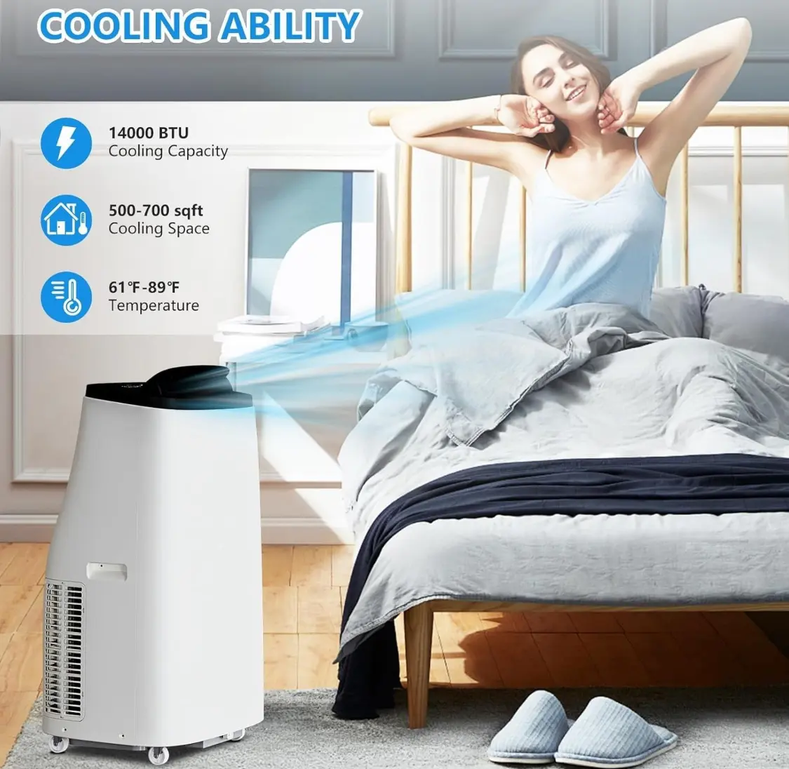 14000 BTU Portable Air Conditioner 3 in 1 AC Unit Dehumidifier Up To 700 sq ft