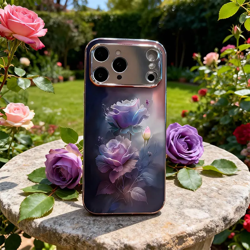 Luxury teardrop rose phone case, floral pattern protective cover, suitable for iPhone 17 16 15 14 13 12 11 / Samsung Galaxy S/Note models, perfect for gifts, New Year, Christmas, and other occasions -- 975