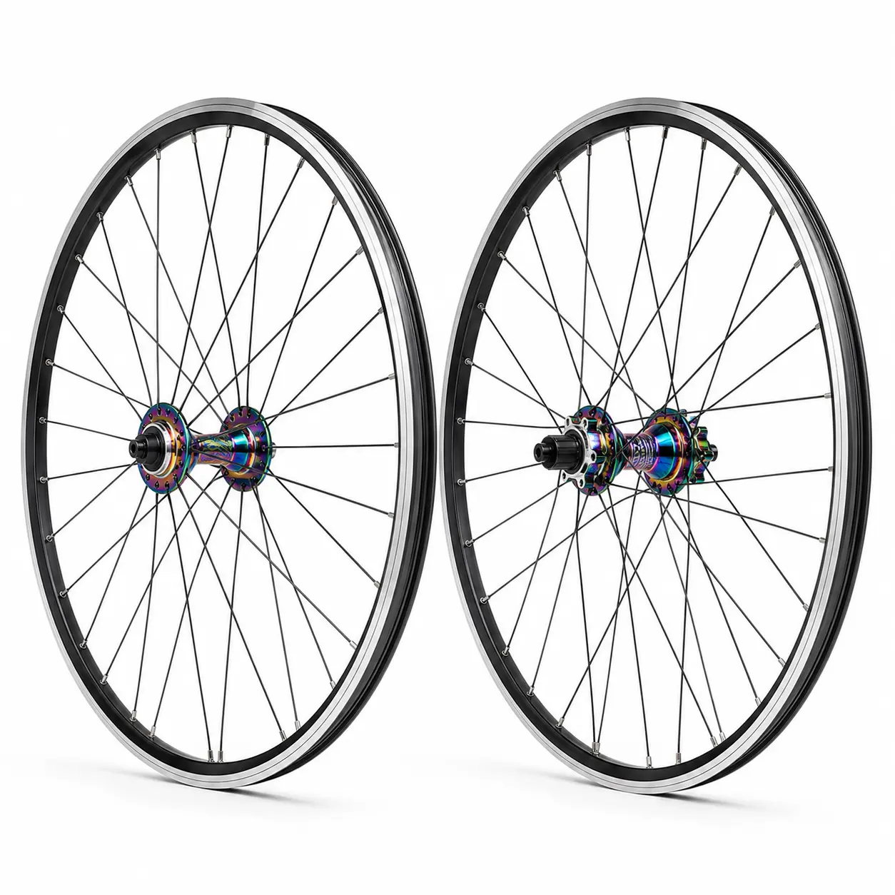 24 Inch Bicycle Wheel Set, Front and Rear Bike Wheels with Rims, Spokes and Hubs for Bicycle Replacement, Repair and Custom Builds