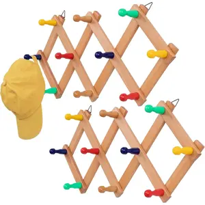 Expandable Hat Rack for Wall, Colorful Wall Hook for Coat/Mug/Baseball Cap, 2 Packs Hat Holder for Girls or Boys Room,  Room