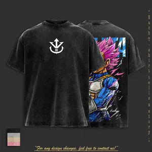 Elite Saiyan Warrior V2 Vintage Washed T-Shirt, DBZ Inspired Power Graphic Tee, Oversized Streetwear Shirt