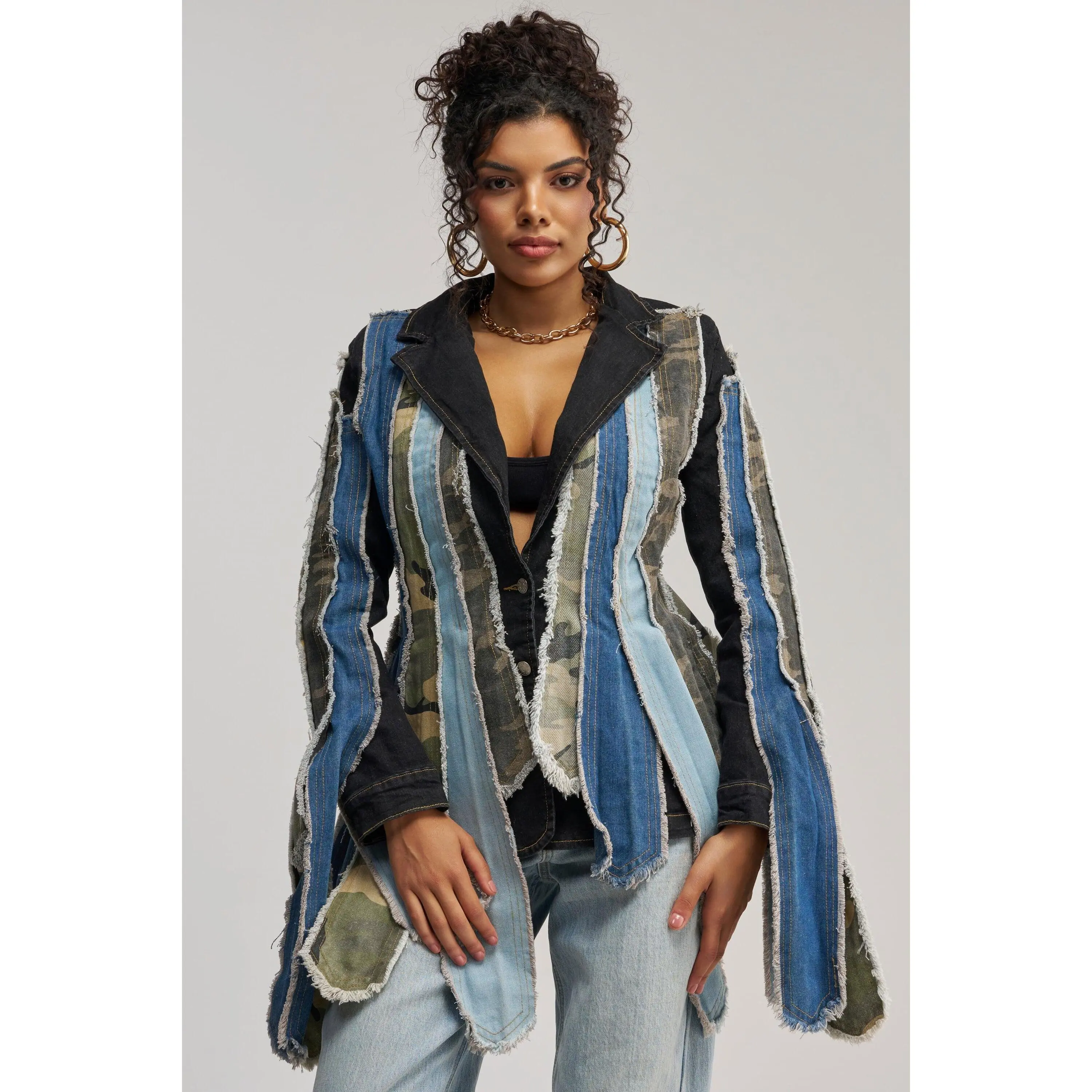 HERE FOR IT PATCHWORK BLAZER