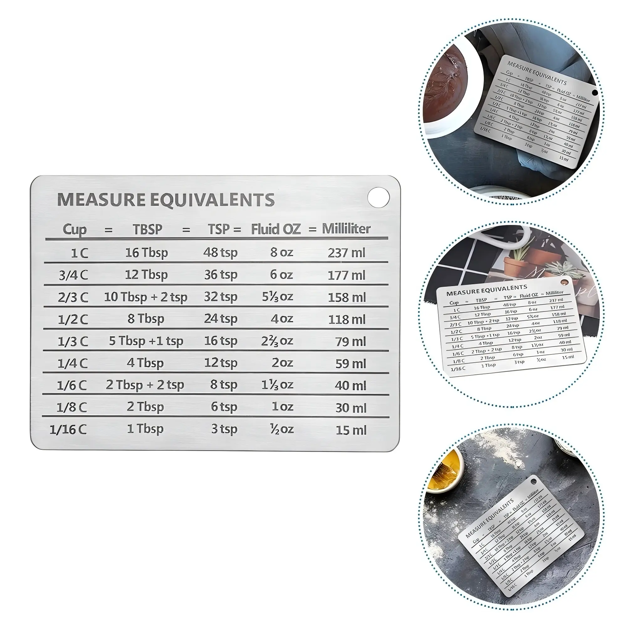 Kitchen Fridge Magnet Chart – Stainless Steel Measurement Conversion Guide, Must-Have Cooking Hack for Home & Baking