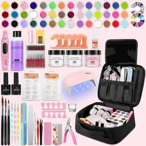 42 Colors Acrylic Nails Kits with Drill and UV Light- Acrylic Nail Powder Glitter and Monomer Liquid Kit with Nail Storage Bag, 5PCS Practice Finger